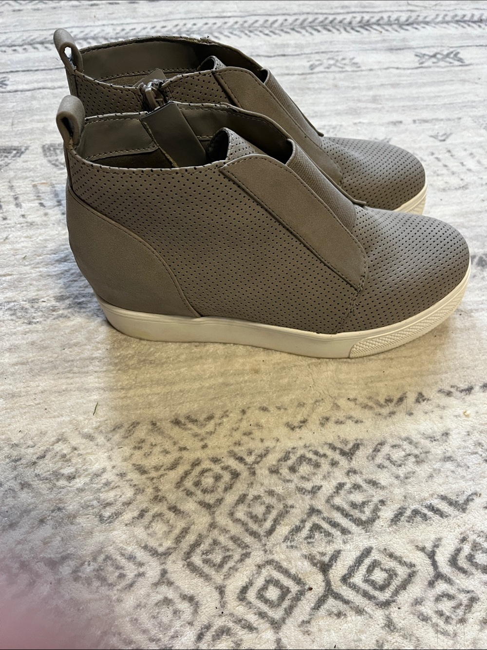 Arizona Jean Company Taupe Knit Wedge Slip-On Sneakers